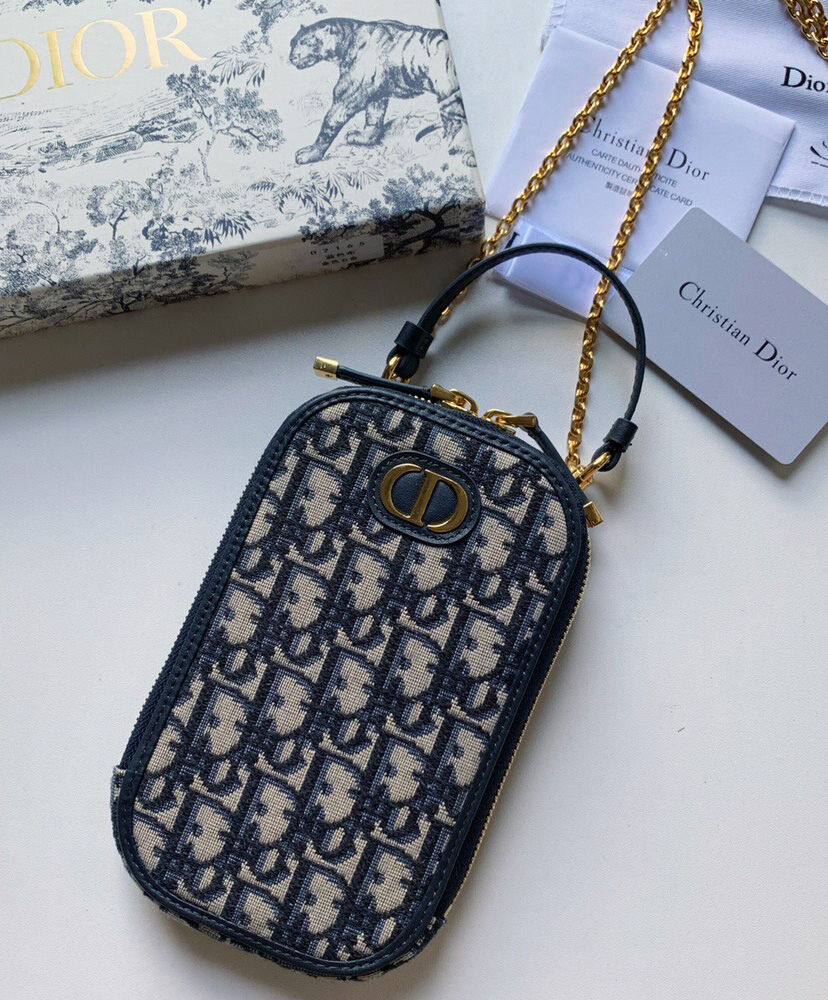 Christian Dior 30 Montaigne Phone Holder Dark Blue